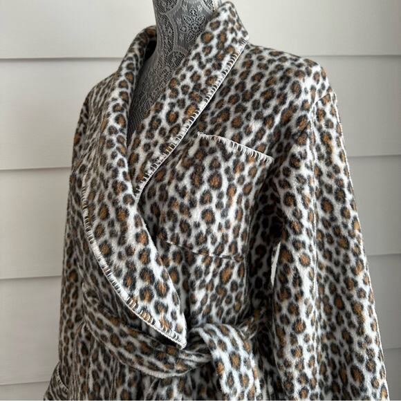 Vintage Leopard Print Robe by Charter Club size XS Animal Print Blanket Coat - Picture 1 of 8